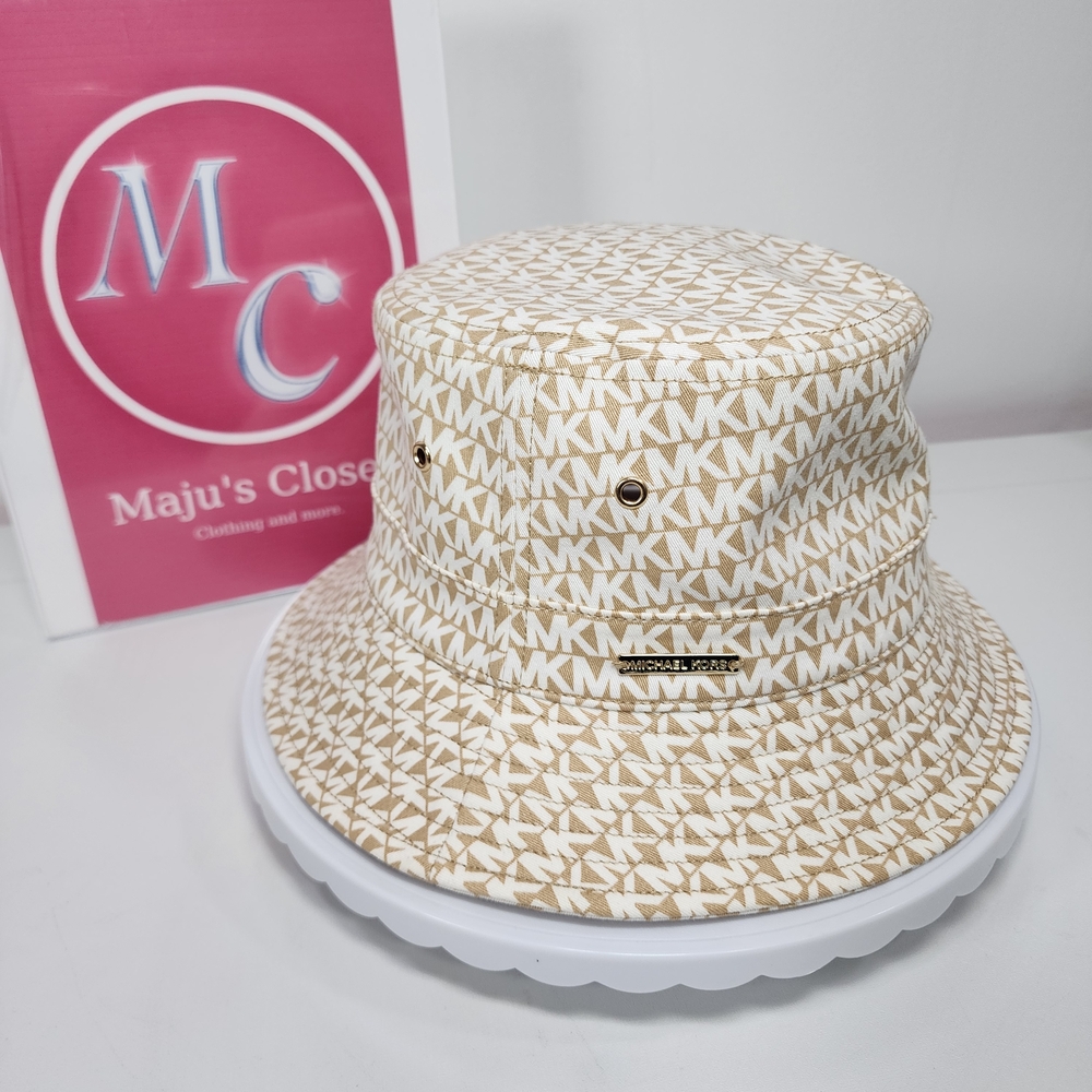 Michael Kors Tan and White Bucket Hat
